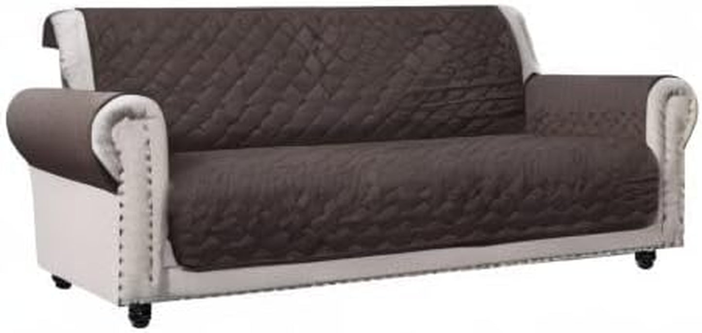 100% Waterproof Sofa Cover with Side Pockets Quilted Furniture Protector Sofa Slipcover for Pets for Leather Couch (Chocolate, 78'')