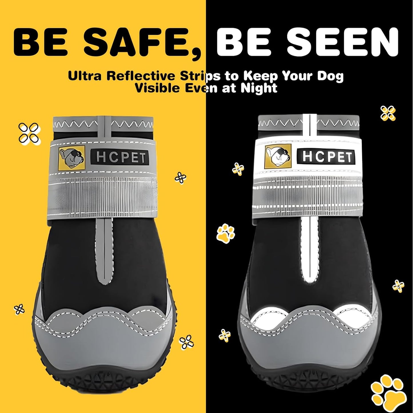 Dog Shoes for Large Dogs, Waterproof Dog Booties for Small Medium Dogs, Anti-Slip Dog Boots & Paw Protectors for Hot Pavement Winter Snow Hiking with Reflective Straps Black Size 3