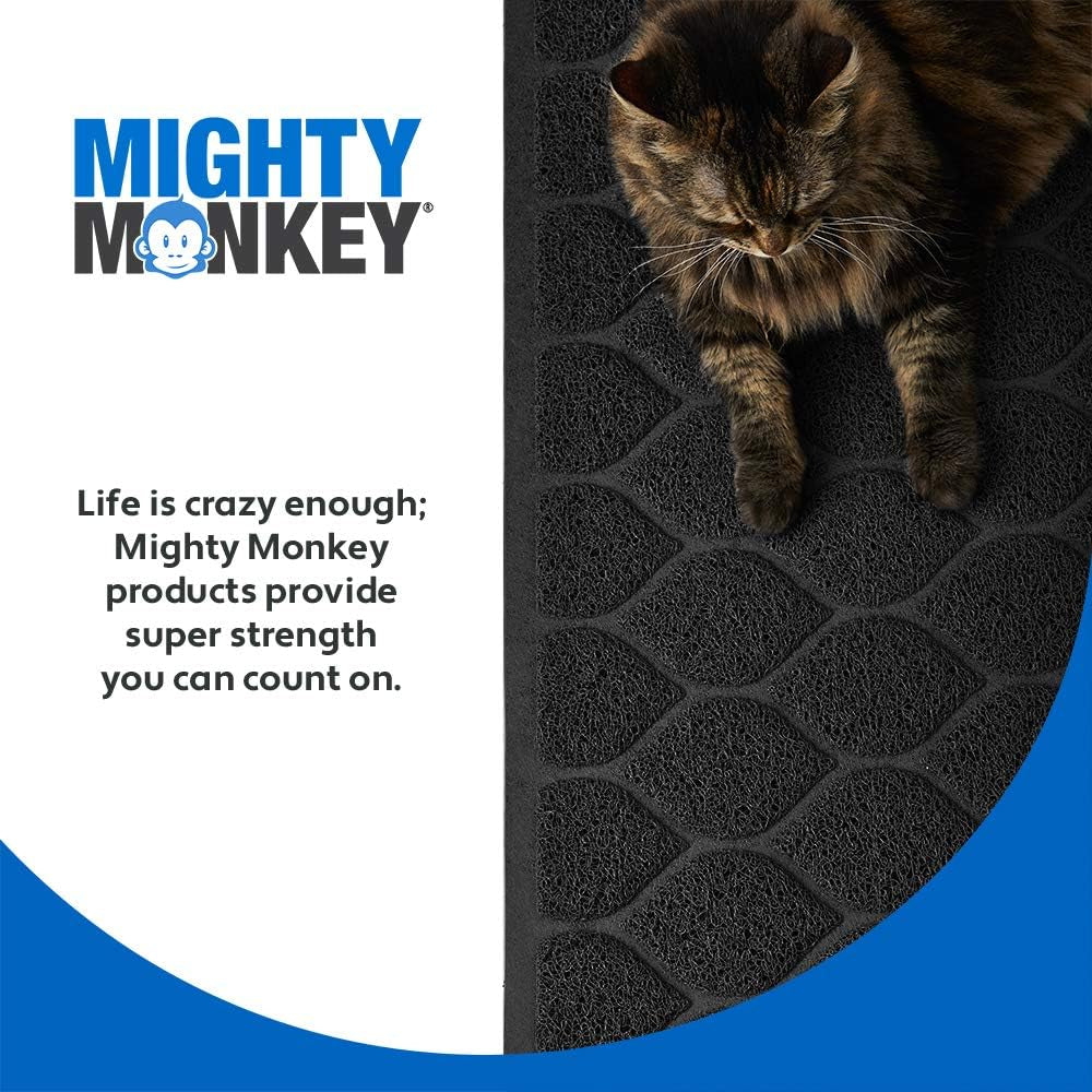 Waterproof BPA Free Cat Litter Box Trapping Mat, Easy Clean Floors, Textured Backing, Soft on Sensitive Kitty Paws, Cats Accessories, Less Waste, Stays in Place, 35X23, Black