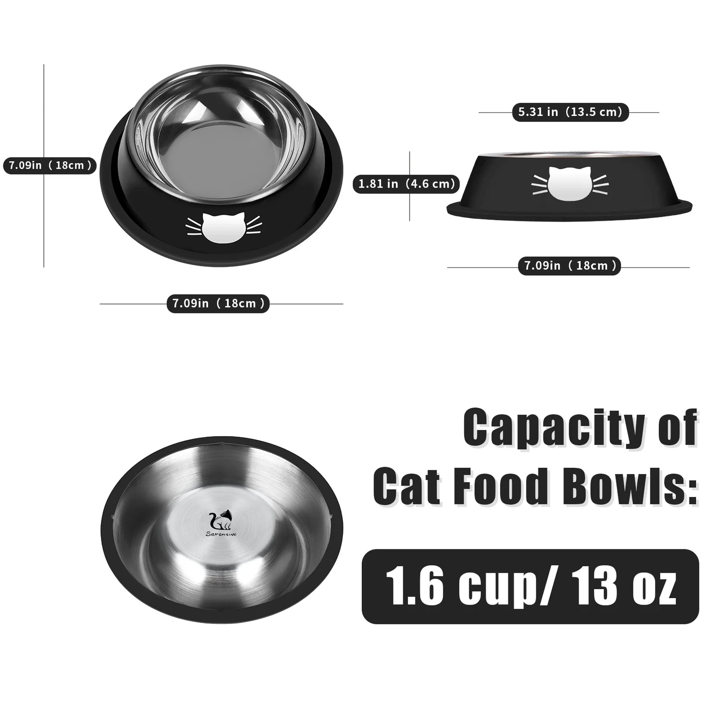 3Pcs Cat Bowls Non-Slip Stainless Steel Small Cat Food Bowls Unbreakable Thicken Cat Feeder 13 Oz Cat Dishes Suitable for Indoor Small Pets Removable Rubber Base Easily Clean Lovely Color