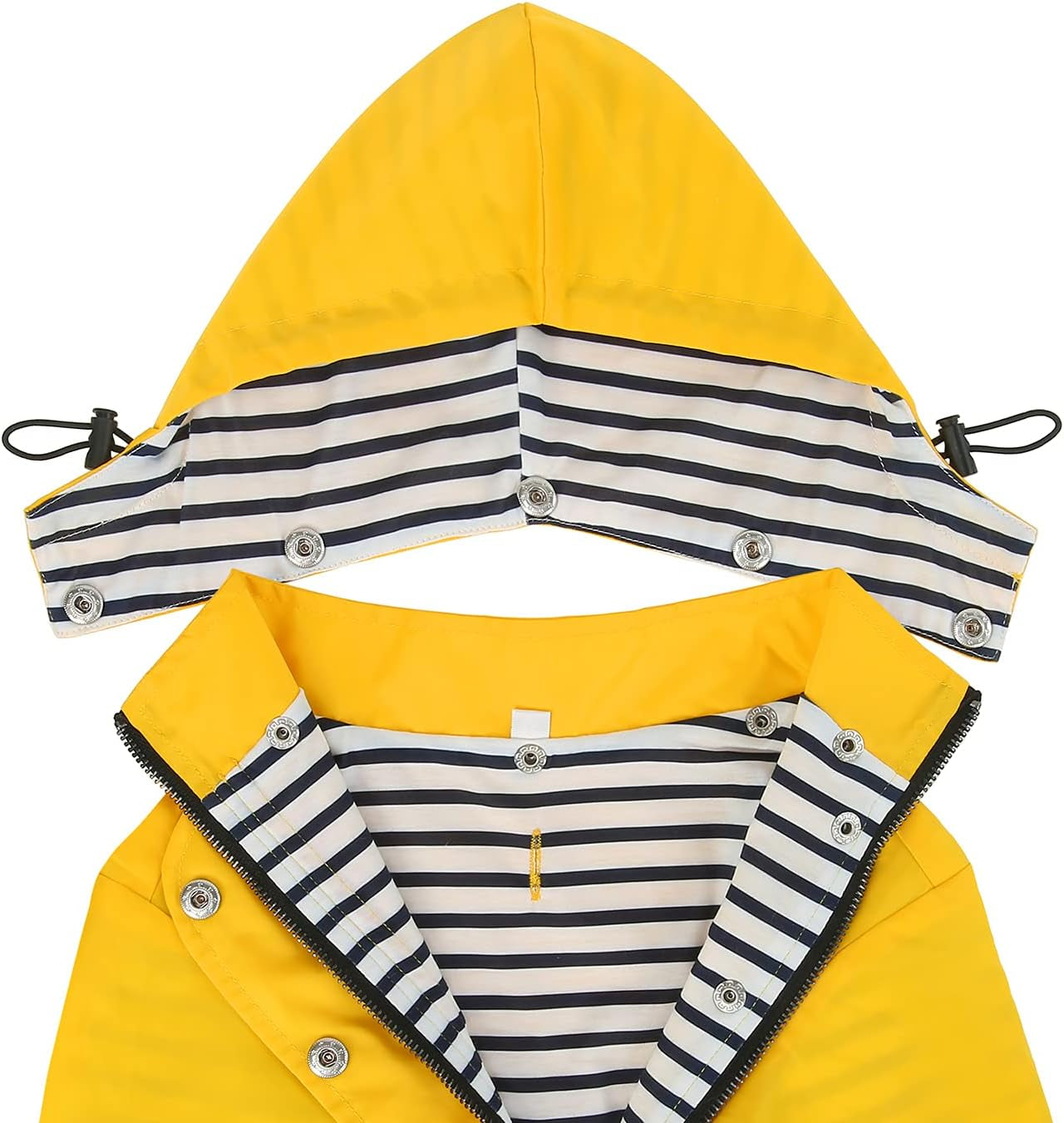 Dog Raincoat Poncho Double Layer Zip Rain Jacket with Removable Hood, Leash Hole for Small to 3XL Dogs and Puppies Yellow - L