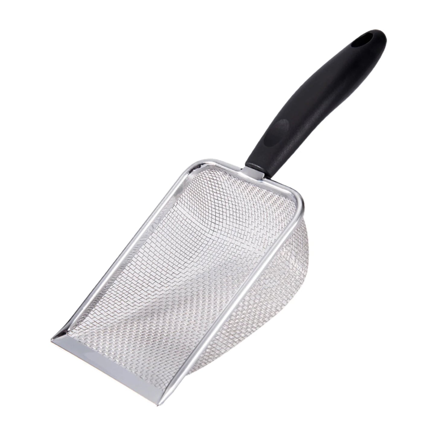 Metal Fine Mesh Cat Litter Scoop with Handle,Multifunctional Non-Stick Coated Reptile Litter Shovel Sand Hanging Hole Pet Cleaning Supplies