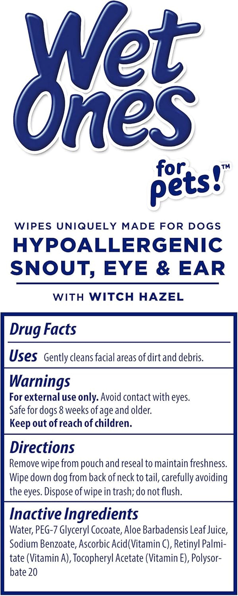 for Pets Extra Gentle Dog Wipes with Witch Hazel for Snout, Eye, Ear - Fragrance-Free Wipes for Dogs with Wet Lock Seal, 30 Count - 8 Pack