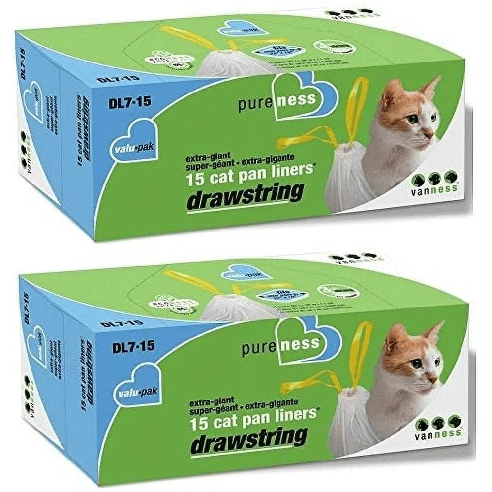 , Cat Litter Box Liners with Drawstring, Extra-Giant, 15 Count