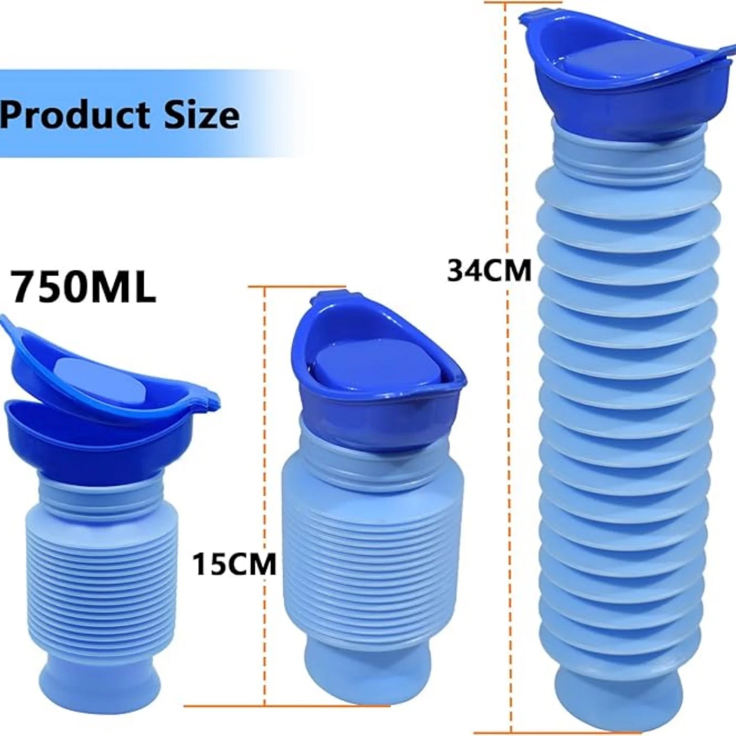 Adjustable Portable Urinal, Pee Bottles Unisex, Collapsible Urinal Emergency Travel Urinal Mini Mobile Toilet Potty Pee Bottle for Traffic Jam and Camping 750ML