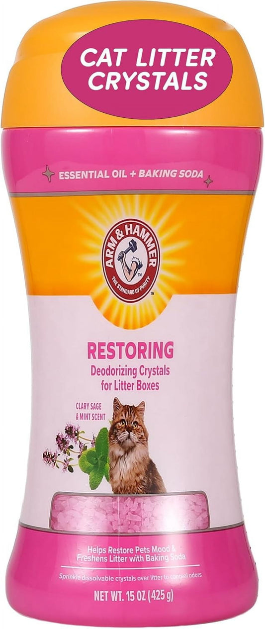 (12 Pack) Deodorizing Cat Litter Crystals for Litter Boxes, Clary Sage & Mint Scent 15 Oz.