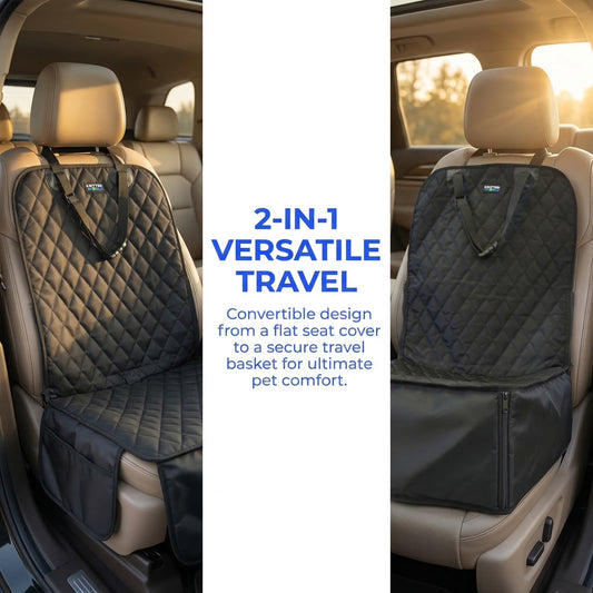 2 in 1 Front Car Seat Covers Pet Travel Protector Basket for Dog Cat Scratch Resistant Waterproof and Non-S