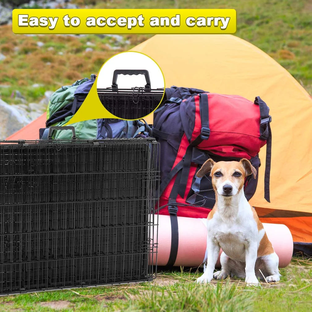 30 Inch Dog Crate for Small Dogs, Folding Metal Wire Crates Dog Kennels Outdoor and Indoor Pet Crate with Double-Door, Black