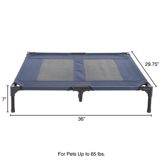 36X29.75-Inch Elevated Dog Bed - Indoor/Outdoor Cot for Pets, Blue