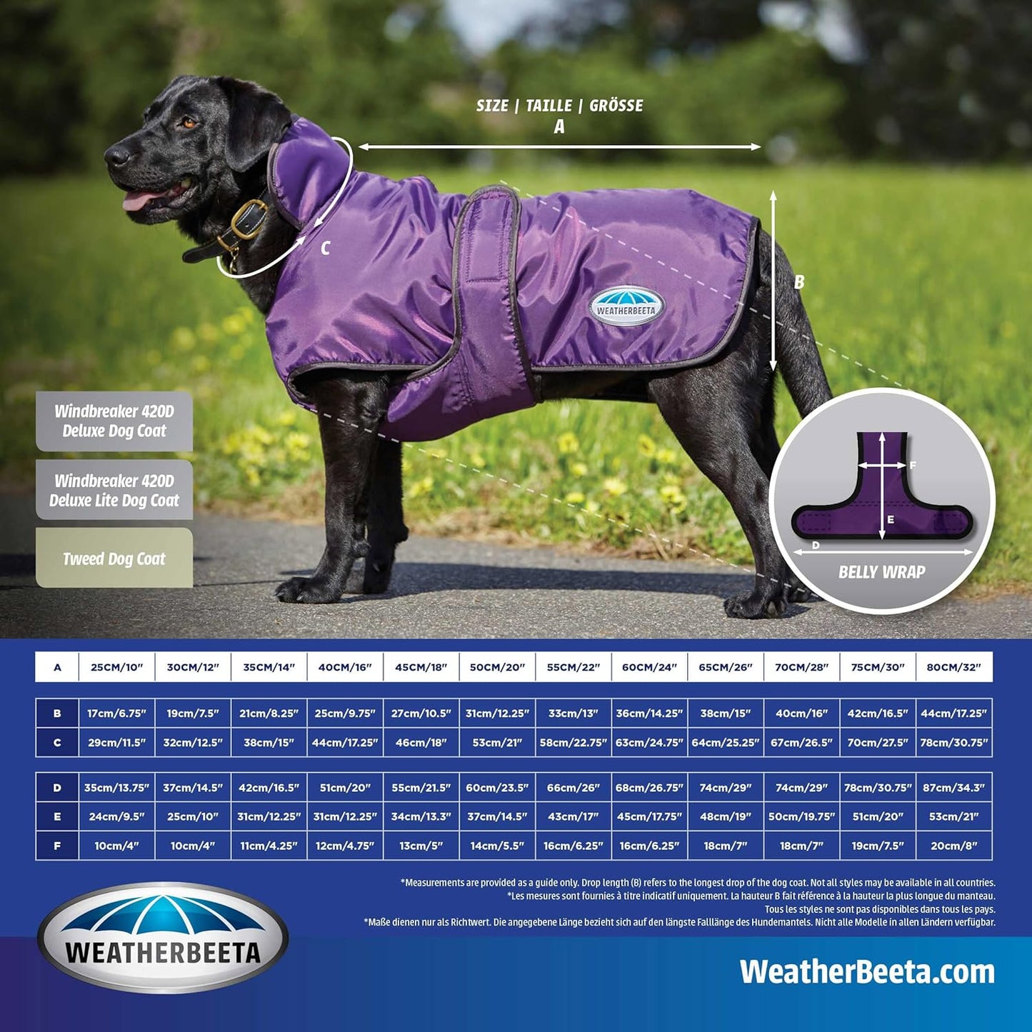Comfitec Windbreaker 420D Deluxe Dog Coat, Navy/Grey, 30"