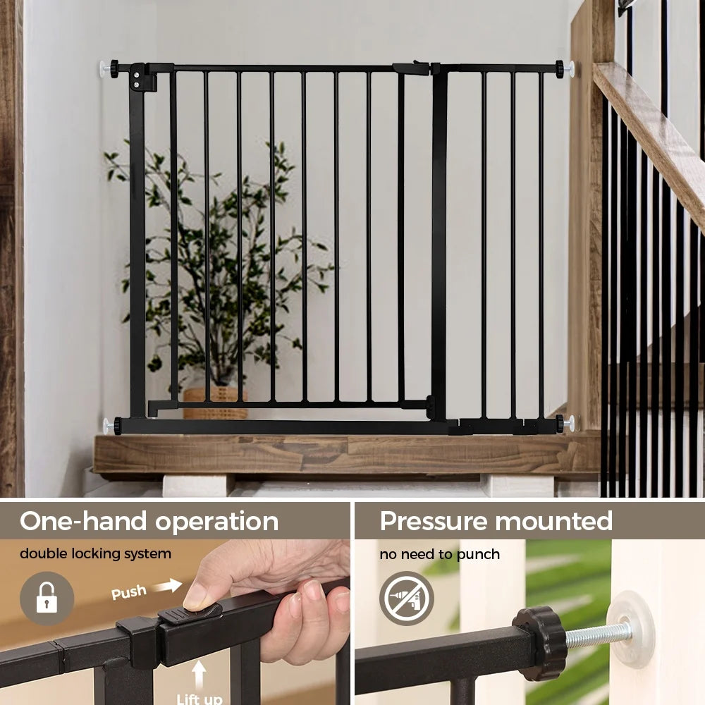 Baby Safety Gate, Baby Gates for Top Stairs Doorway, 29.5''- 40.5''Wide Pressure Mount, Black