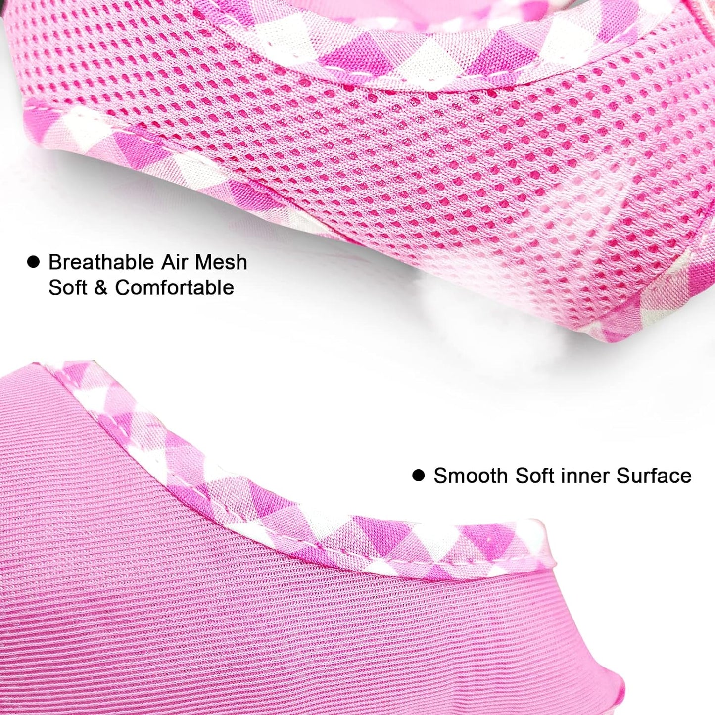 Upgraded Soft Mesh Dog Harness, Super Breathable Lightweight Pet Harnesses for Puppy Dogs Outdoor Walking, Pink Dog Harness -Small