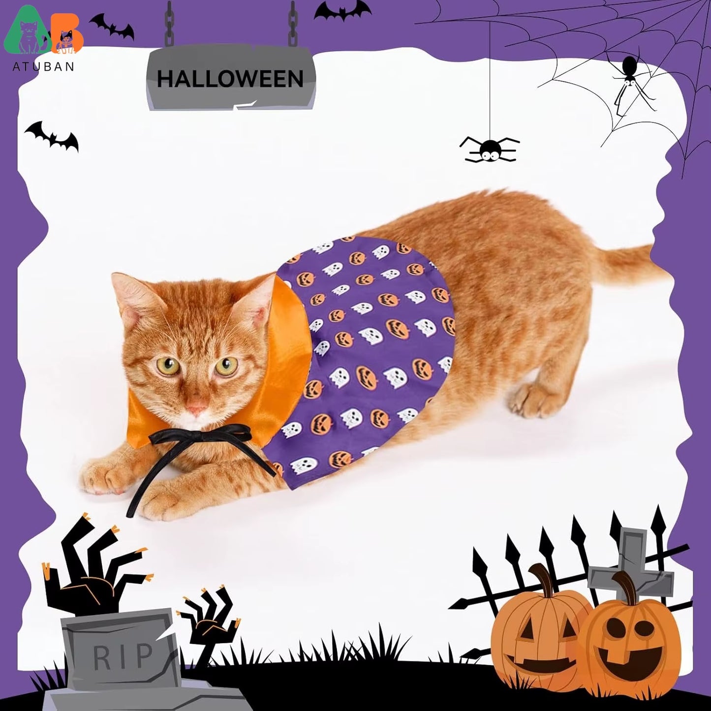 Cat Halloween Costumes,Wizard Cloak Vampire Cat Apparel,Small Dog Witch Clothes Cosplay Outfit for Halloween Themed Party