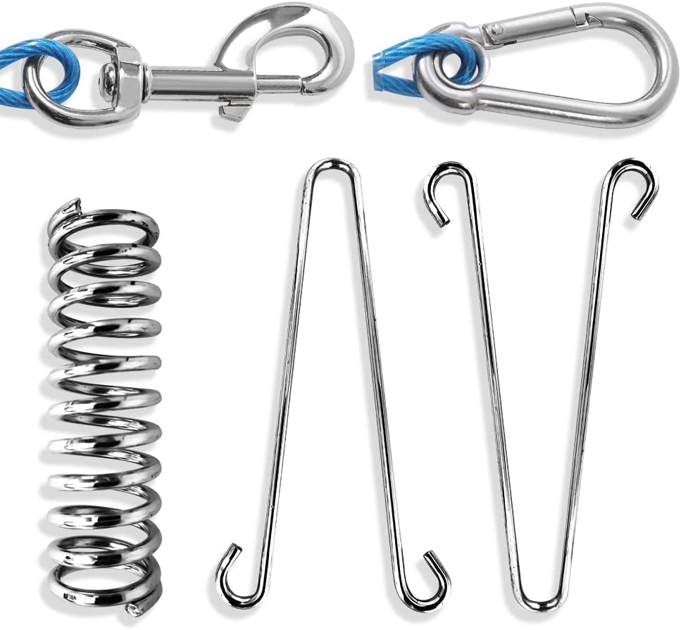 2-Pack Dog Leash Shock Absorber Spring, 300LB Heavy Duty Metal Spring Buckle - Anti-Pull Tension Relief for Large Dogs, Prevent Arm Strain & Neck Injury, Waterproof Rustproof (Fit All Leashes)