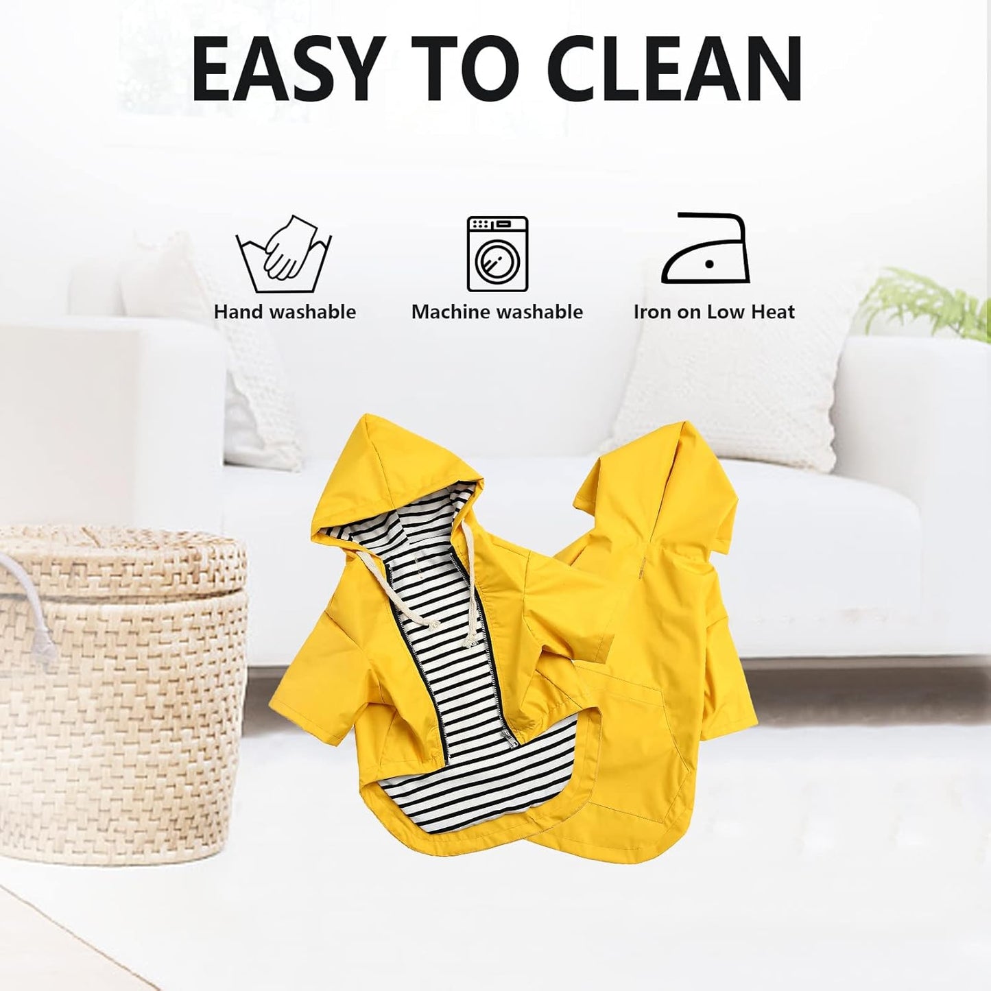 Dog Raincoat Rain Jacket Raincoat Dogs Waterproof Small Medium Breeds Zip Closure Storage Pocket Harness Hole Yellow XXL