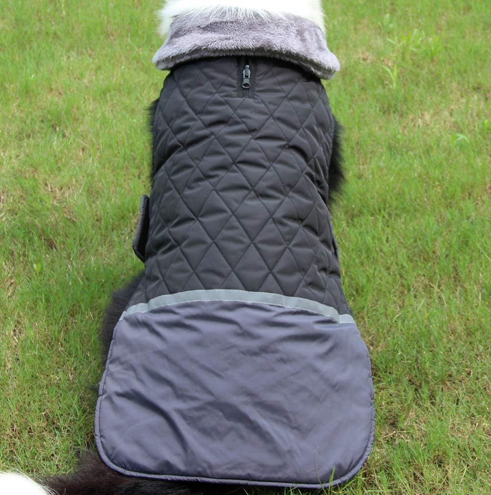 Fleece Collar Reversible Dog Coats for Small Dogs Waterproof Warm Puppy Jacket for Cold Winter,Black S