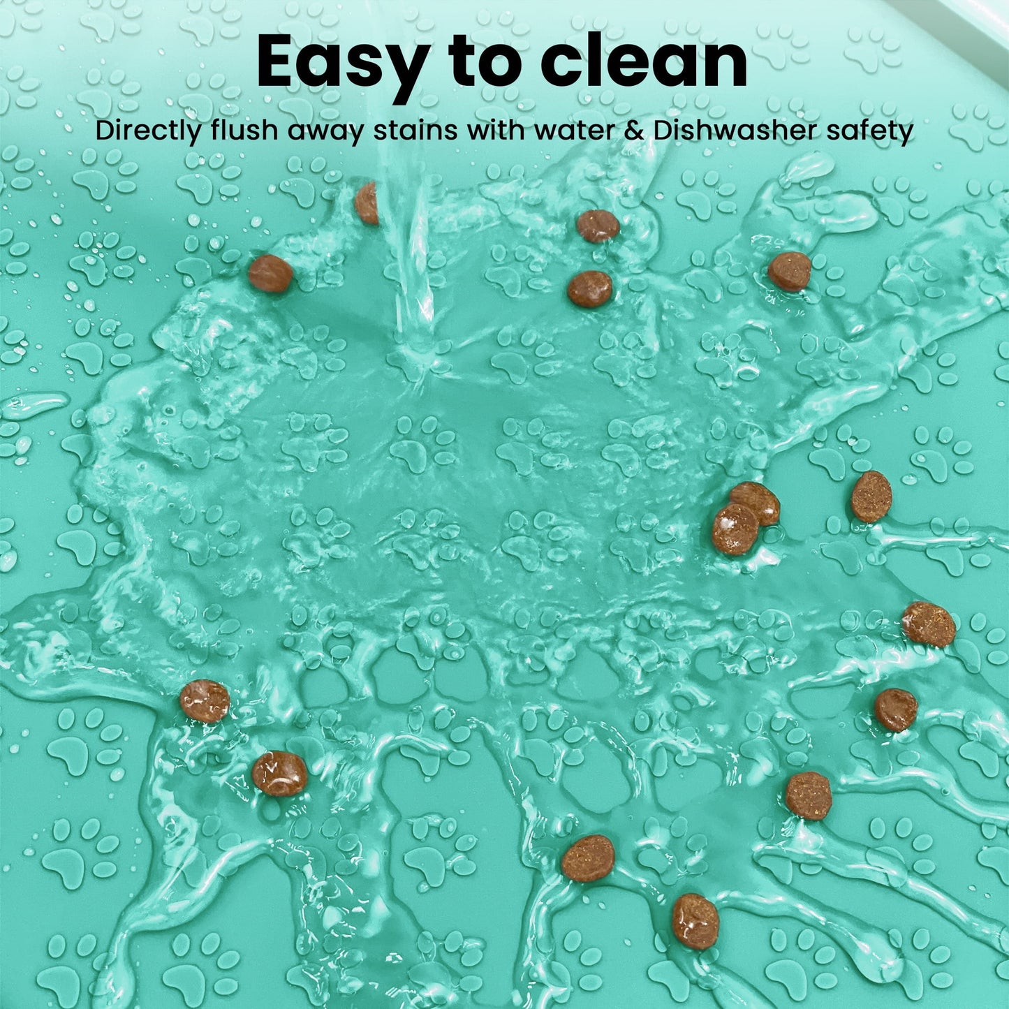 Silicone Dog Food Mat, Pet Placemat for Prevent Feeding Spills, Waterproof Dog Bowl Mats for Food and Water, Cat Food Mat for Pet Feeder, Green