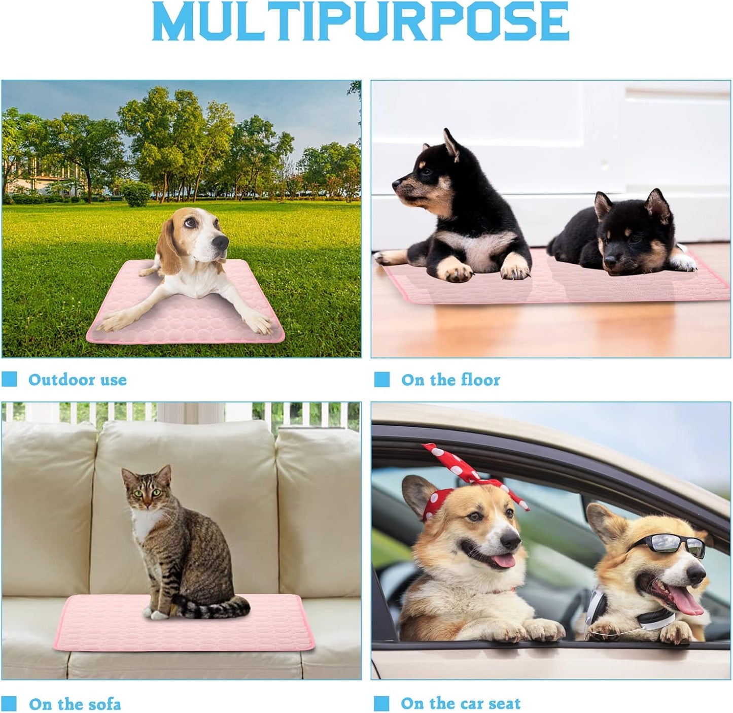 Dog Cooling Mat Large Cool Pad Summer Pet Bed for Dogs Cats Kennel Pad Breathable Self Coolings Blanket Crate Sleep Machine Washable