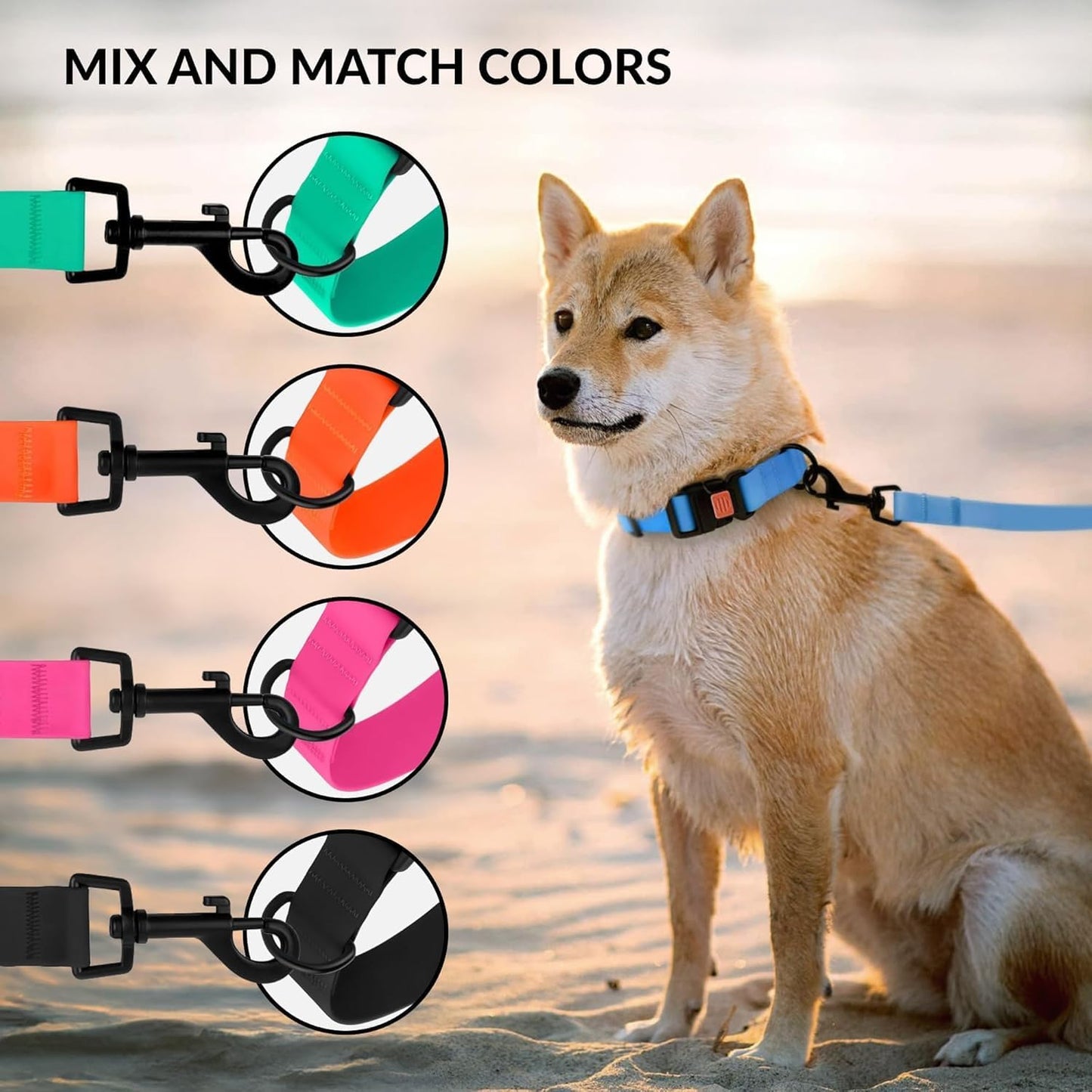 Waterproof Dog Collar - Silicone, Plastic Collar, Odor-Resistant, Easy to Clean, for Large, Medium, Small Dogs - Adjustable Collar with Breakaway Buckle (Neck Fit 12"-16", Mint Green)