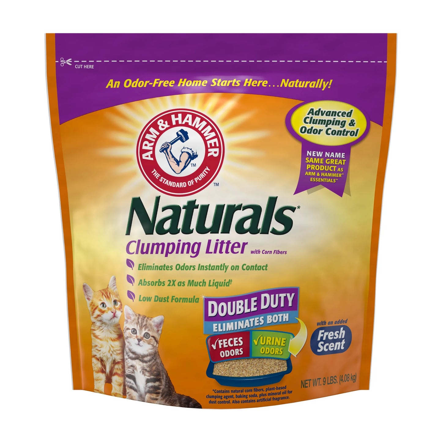 Naturals Clumping Cat Litter with Corn Fibers, Odor Control, Fresh Scent, 9 Lbs