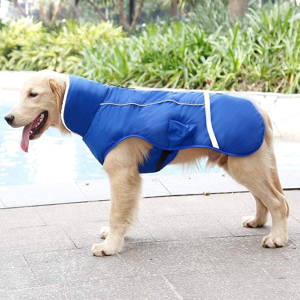 Warm Dog Coat Reflective Dog Jacket, Waterproof Dog Winter Coat Turtleneck Dog Clothes for Cold Weather, Thick Fleece Dog Snowsuit Christmas Dog Vest Pet Apparel for Small Medium Large Dogs 2XL