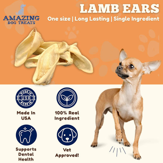 - Lamb Ears (25 Pcs/Pack)- Natural Dog Chews -Rawhide Alternative - No Hide Dog Bones