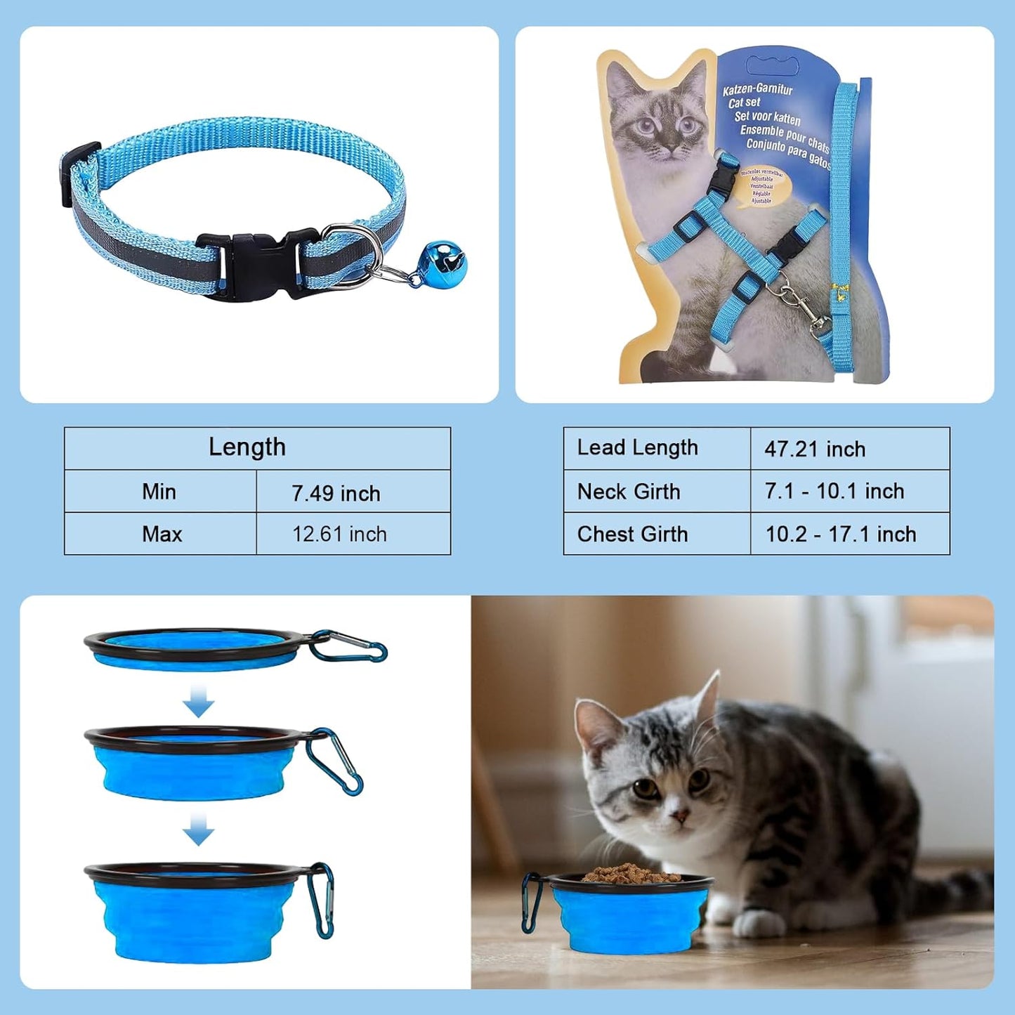 Cat Carrier Soft-Sided & Foldable Travel Litter Box for Cats, Fit 20Lbs Pets, 17.7' * 11.8 * 11.8 Inches Cat Bag for Traveling & Camping, Indoor & Outdoor, Pet Carrier Kit, Blue