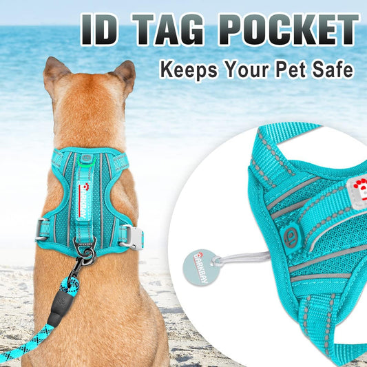 No Pull Dog Harness Large Reflective Dog Harness with Front Clip and Easy Control Handle for Walking Training Running with ID Tag Pocket(Ocean Blue,Xl)
