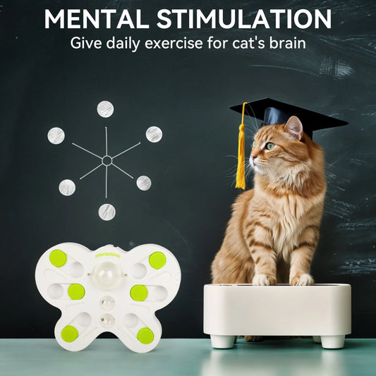Interactive Cat Puzzle Feeder Toy, Cat Slow Puzzle Feeding Toy for Kitty IQ Training & Mental Stimulation, Butterfly