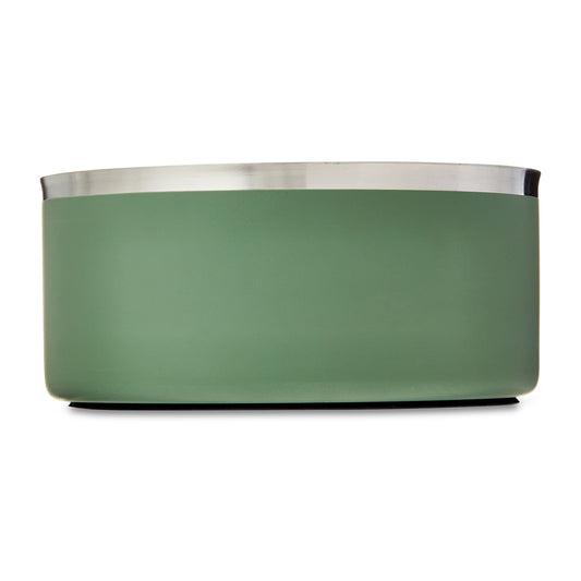 Large Double Wall Stainless Steel Dog Bowl with Non-Skid Rubber Ring, Sage Green