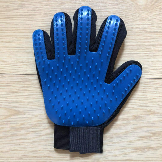 1-2 Pair Pet Dog Cat De-Shedding Brush Grooming Glove Massage Hair Fur Removal Detangle (1 Pair, Blue)