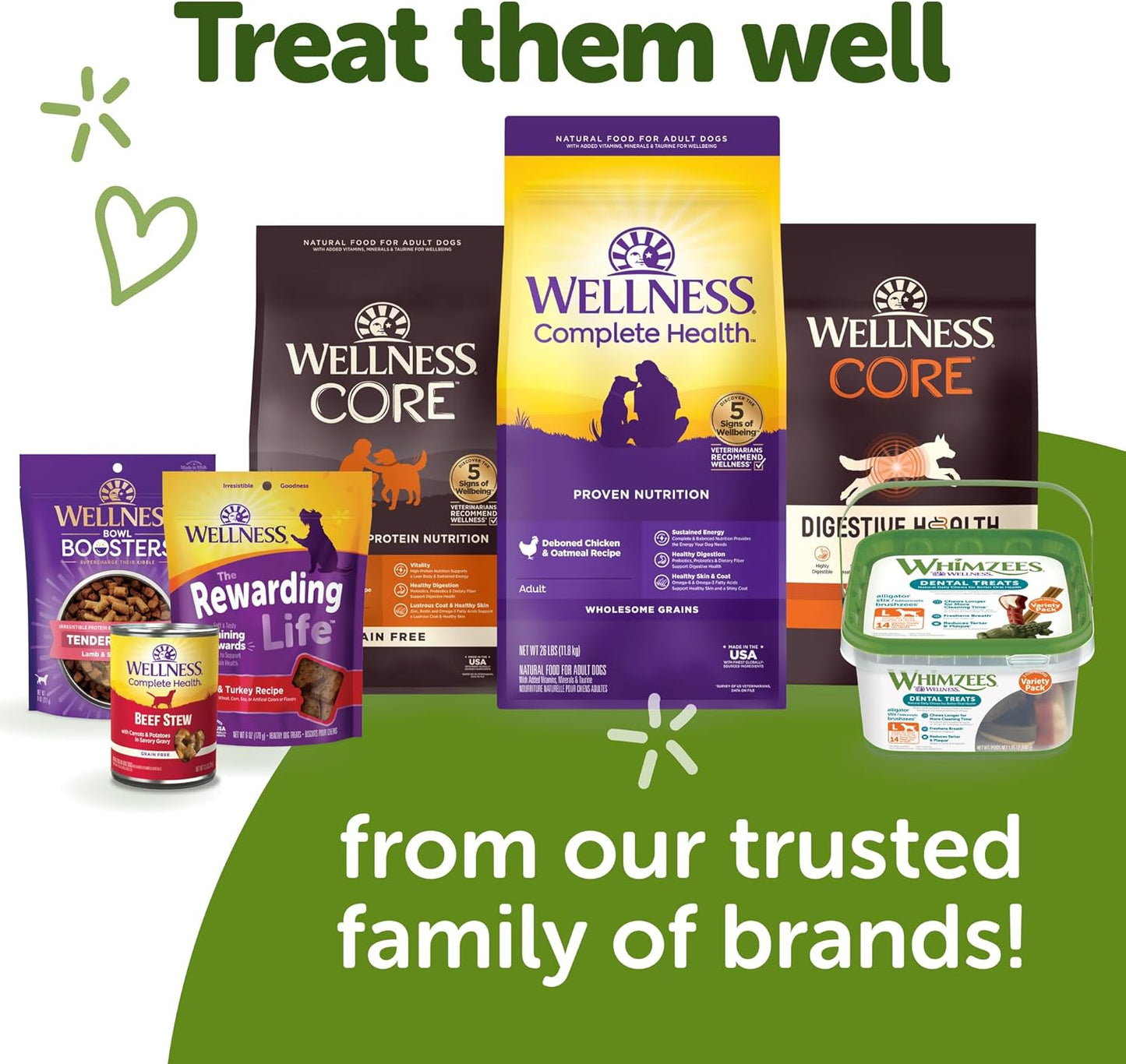 Wellness Veggie Sausage Dog Dental Treats, Natural Chews, Small Size Stick, (28 Count)