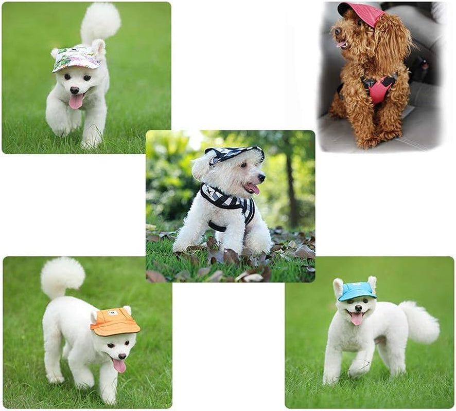 Baseball Caps Hats with Neck Strap Adjustable Comfortable Ear Holes for Small Medium and Large Dogs in Outdoor Sun Protection (M, Black)