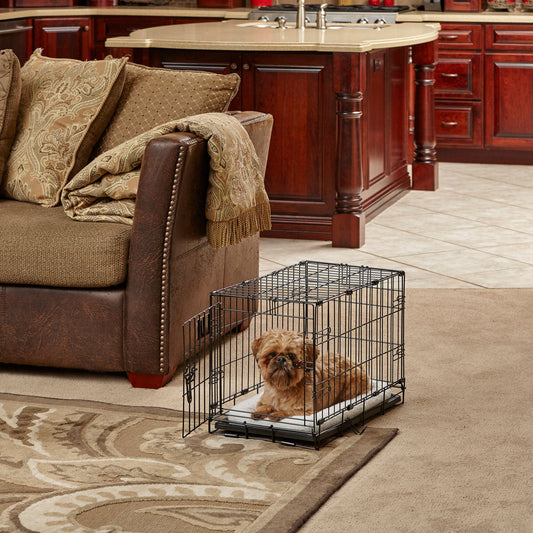 Midwest Homes Enhanced 24 Inch Single Door Folding Metal Crate for Small Dogs