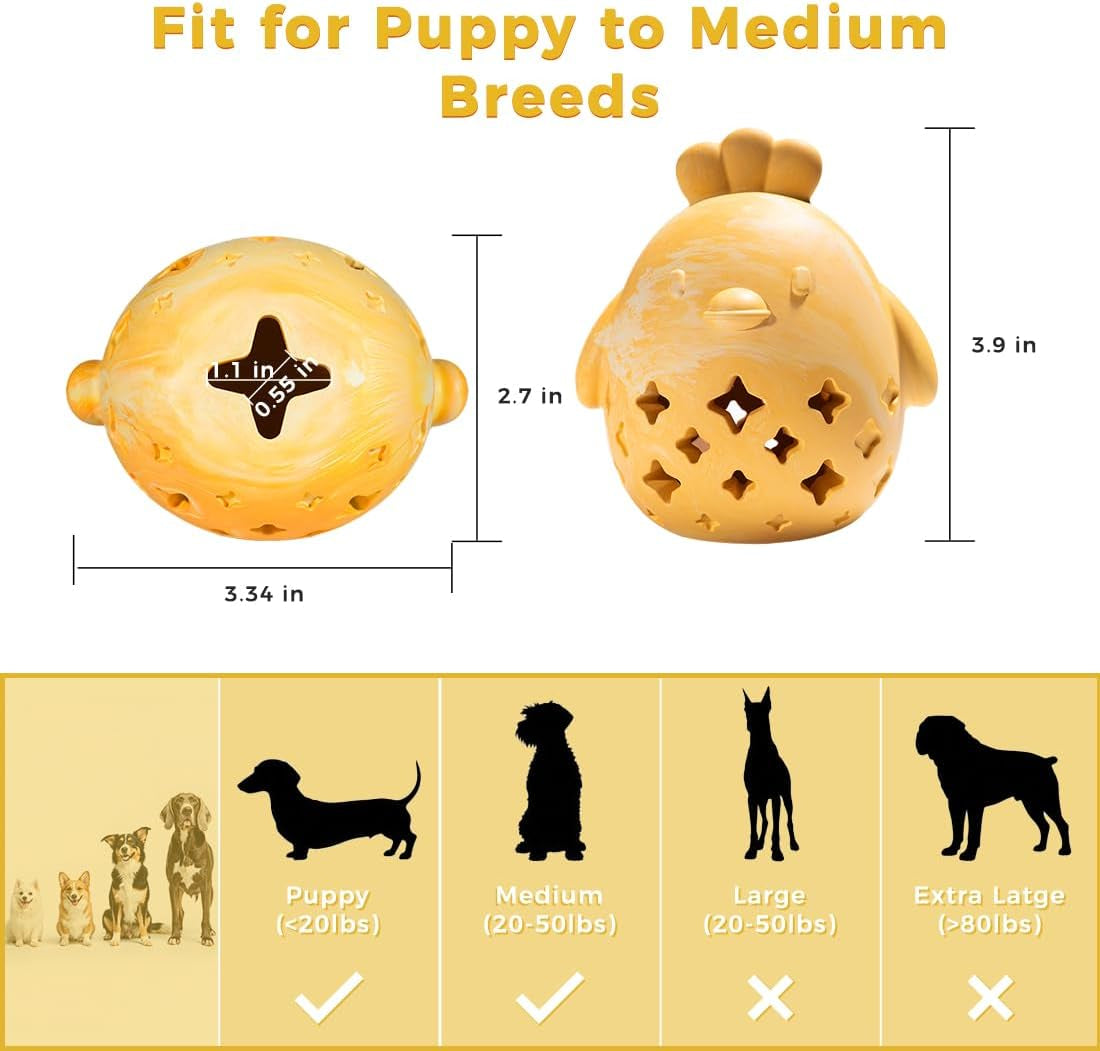 Stuffed Dog Toy Treat Dispenser Dog Toy Puzzle Rubber Chew Toys Treat Food Dispensing Toys for Teeth Cleaning Ball Interactive Enrichment Toys for Puppy, Small, Medium, Large Breeds