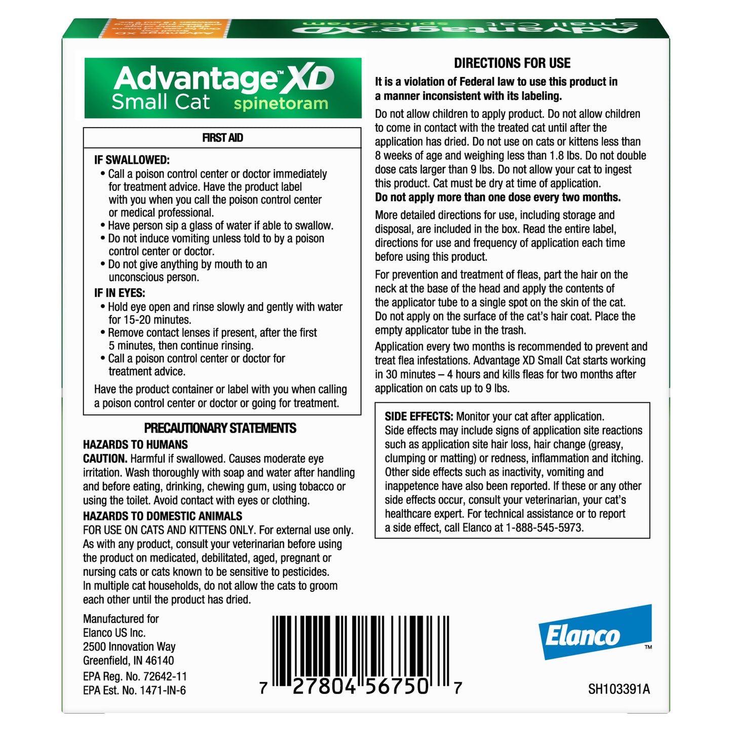 Small Cat 2-Month Flea Prevention, 1.8-9 Lbs, 4 Doses (8-Months)