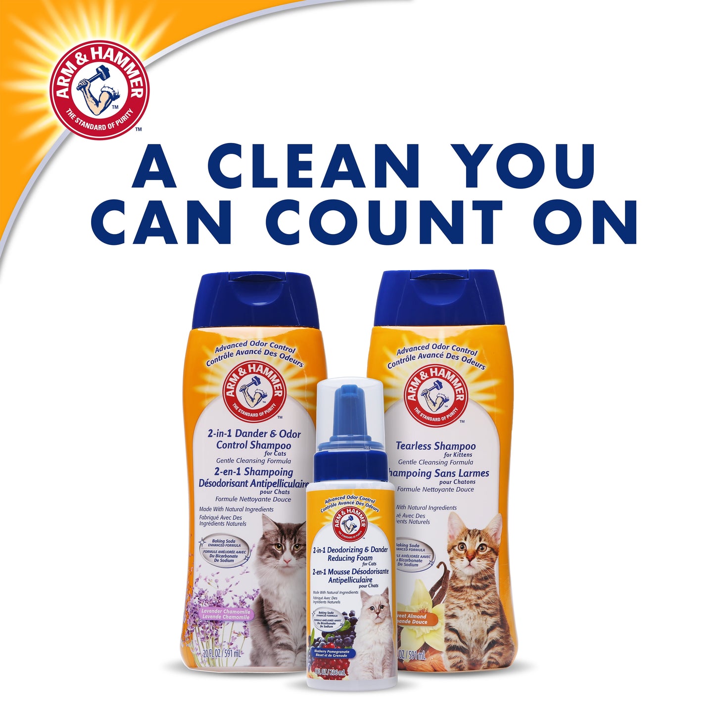 Deodorizing & Dander Reducing Cat Shampoo, Lavender Chamomile Scent, 20 Oz