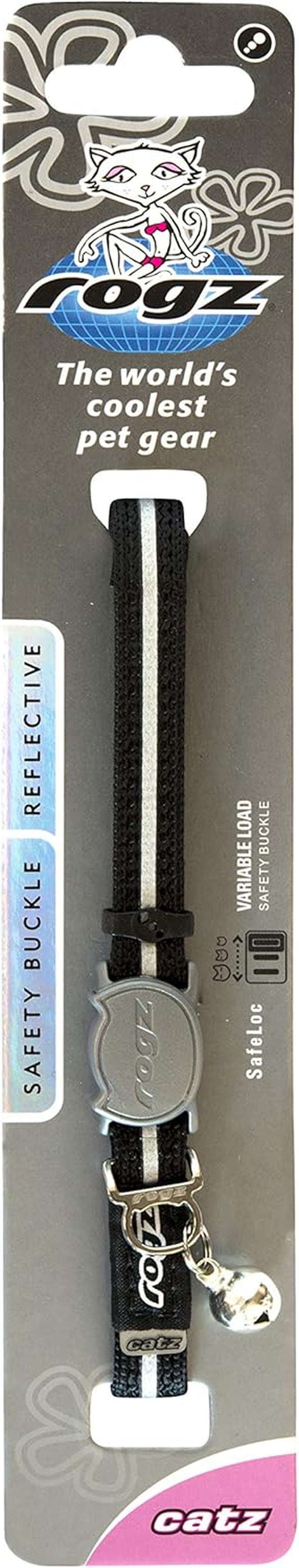Reflective Nylon Cat Collar with Breakaway Clip and Removable Bell, Fully Adjustable to Fit Most Breeds, Black