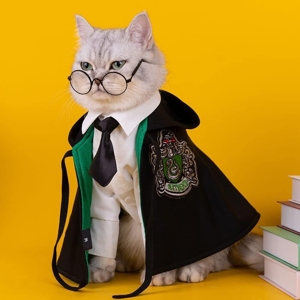 Halloween Dog Cat Costume Cape: Pet Wizard Apparels Cosplay Costume Set Medium