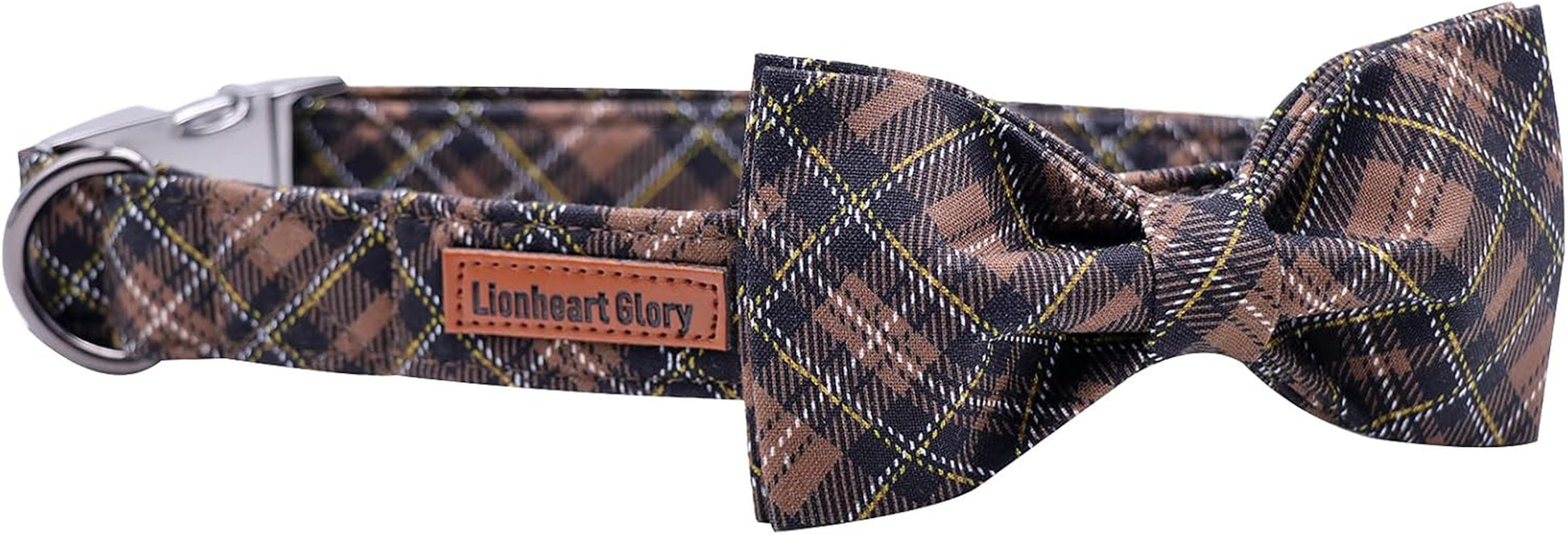 Premium Plaid Dog Collars, Bowtie Dog Collar, Adjustable Heavy Duty Dog Collar with Bow for Medium Dogs