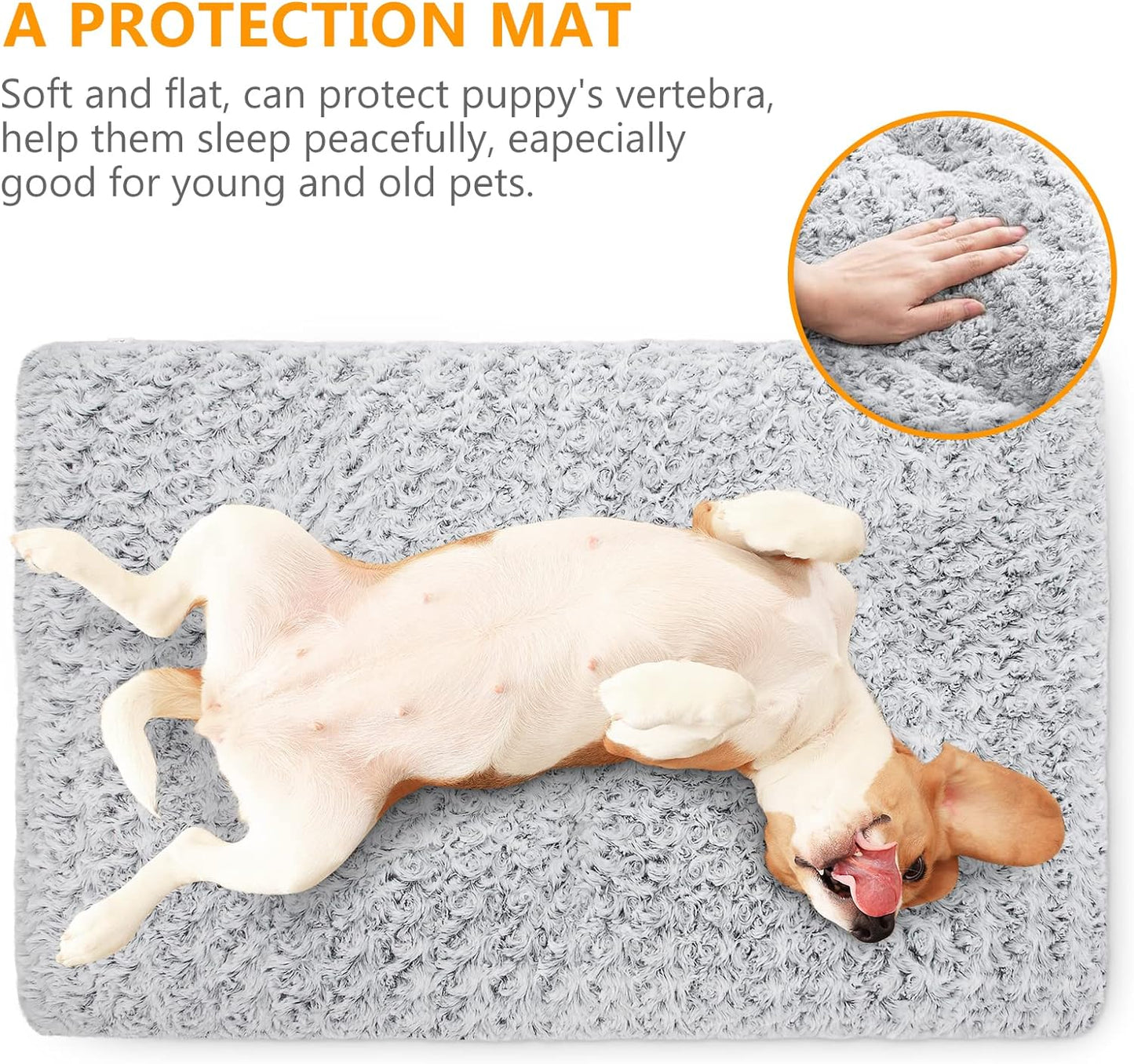 Dog Bed Kennel Pad Washable Anti-Slip Crate Mat for Small Dogs and Cats (24-Inch)