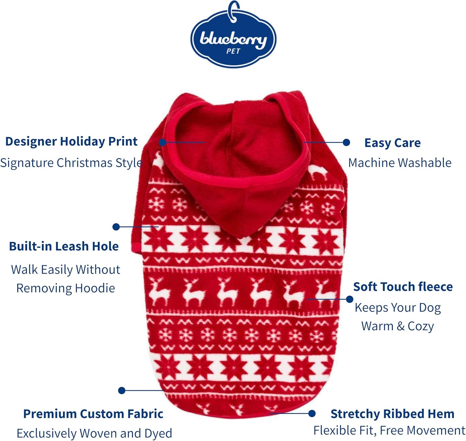 Ugly Christmas Sweater Hoodie, Soft Reindeer Snowflake Dog Clothes, Holiday Dog Christmas Sweater, 12" Hoodie for Small Puppy, Match Family Outfit, Award Winning
