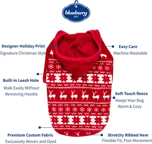 Ugly Christmas Sweater Hoodie, Soft Reindeer Snowflake Dog Clothes, Holiday Dog Christmas Sweater, 12" Hoodie for Small Puppy, Match Family Outfit, Award Winning