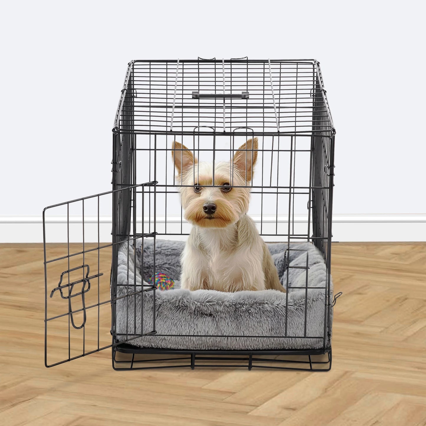 Medium Dog Crate, 30" Single Door Folding Metal Wire Dog Cage with Plastic Leak-Proof Pan Tray