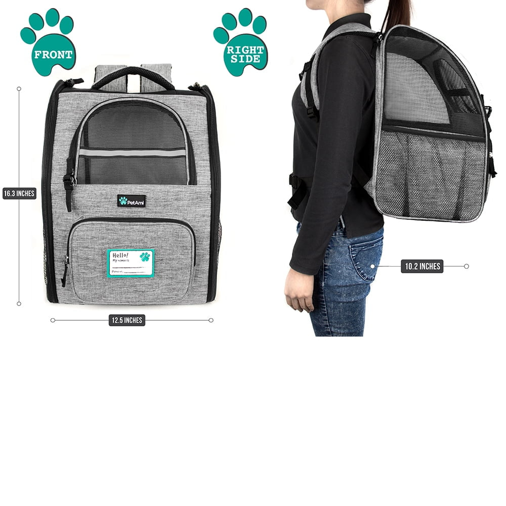 Dog Backpack Carrier for Small Large Cat, Pet, Puppies, Ventilated Pet Hiking Backpack Travel Bag, Airline Approved Cat Backpack Carrier, Safety Back Support, Camping Biking Dog Bag, Grey
