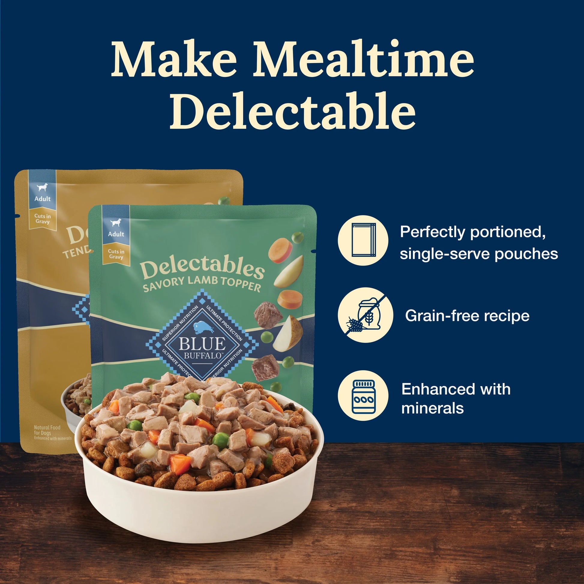 Delectables Natural Wet Dog Food Topper Variety Pack, Lamb & Turkey Dinner 3Oz (12 Pack - 6 of Each Flavor)