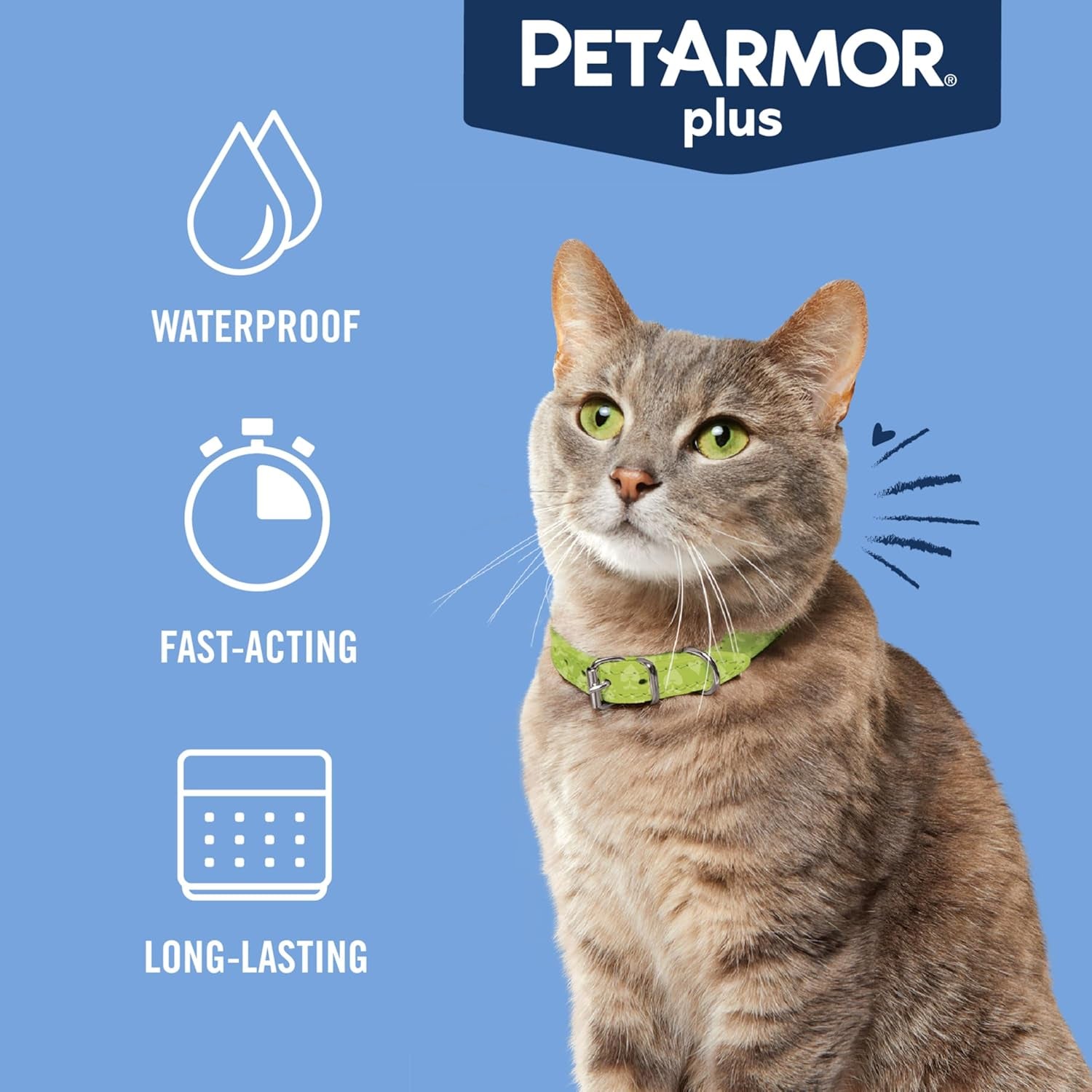 plus Flea and Tick Prevention for Cats over 1.5 Lbs, Cat Flea and Tick Treatment, 6 Doses, Waterproof Topical, Fast Acting