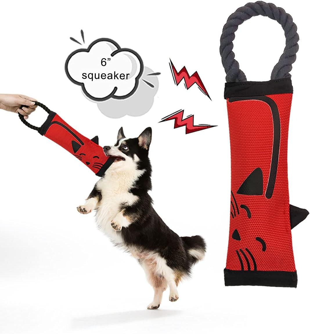 Fire Hose Interactive Squeaking Water Dog Toy, Dog Toys for Tug O War, Durable Dog Chew Toy with Squeakers, No Stuffing Dog Toy with Ropes for Small, Medium & Large Dogs