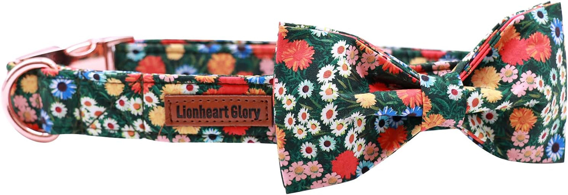 Floral Print Dog Collar Adjustable Soft Dog Collar with Bowtie, Girl Pet Collars for X-Small Small Medium Large Dogs
