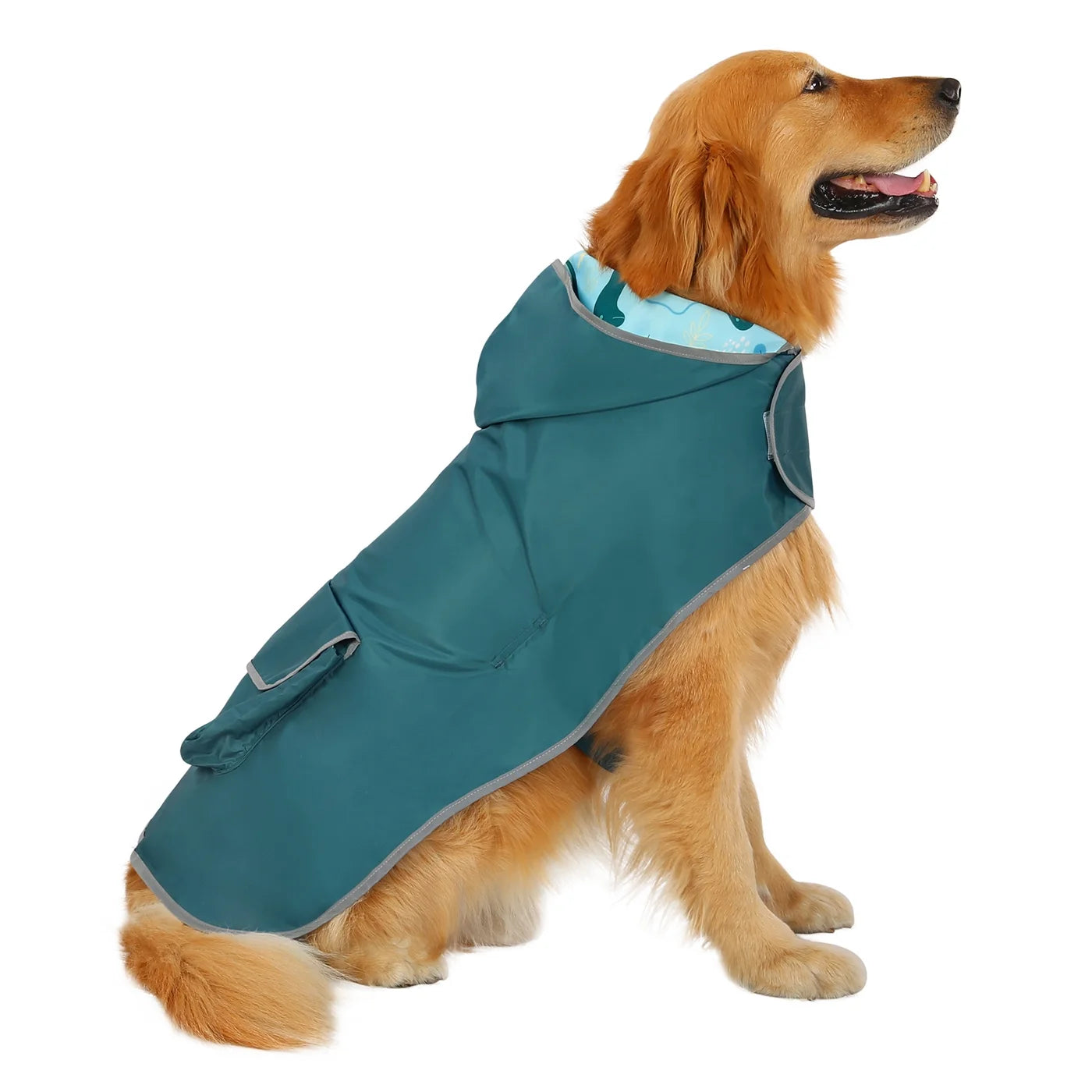 Reversible Dog Raincoat Hooded Slicker Poncho Rain Coat Jacket for Small Medium Large Dogs Dinosaurs L